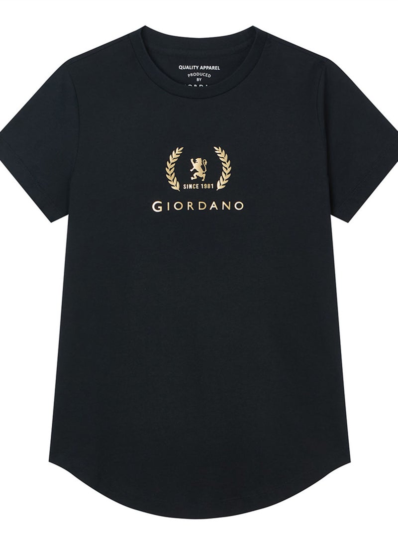 GIORDANO Women’s Regular Fit Cotton Crew Neck Printed Tee - Image 1